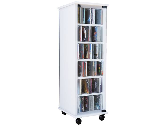 Media-Regal VCM Holz CD DVD Stand Regal Schrank Valenza Glastür , weiß, B:31cm T:35cm, Regale, Media-Regal
