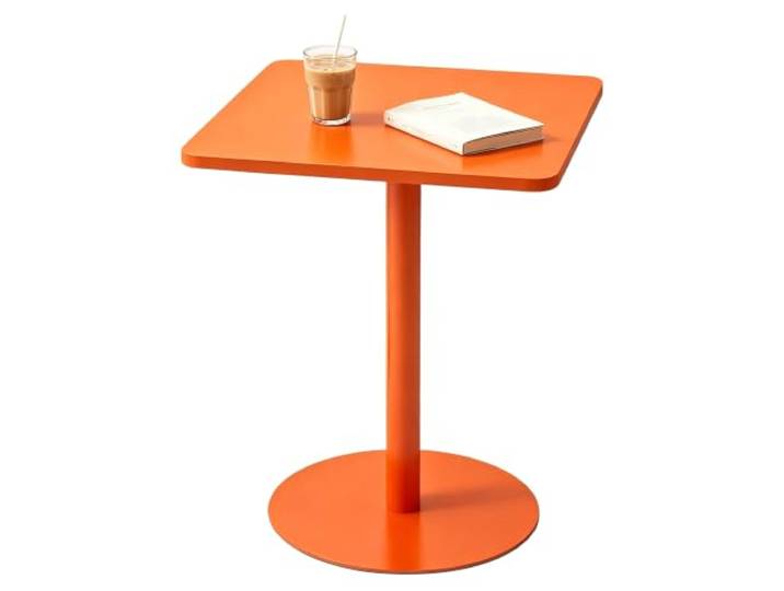 Yopappol Fleckenbeständiger Café-Tisch Mit Tischplatte, Robuster, Quadratischer Orangefarbener Sockeltisch, Kompakte Hochtische Für Alle Szenen Für Gewerbliche Geschäfte, Garten Im Freien(70x70x73cm)