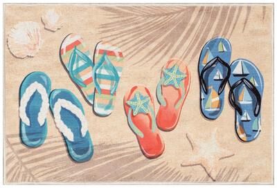 Liora Manne Lush Decor Impressions Beachside Flip Flops Indoor/Outdoor Mat