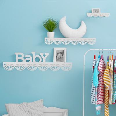 "American Art Decor Scallop Metal Floating Shelves, 3pc Picture Ledge Set - 3"" x 5"" x 24"""