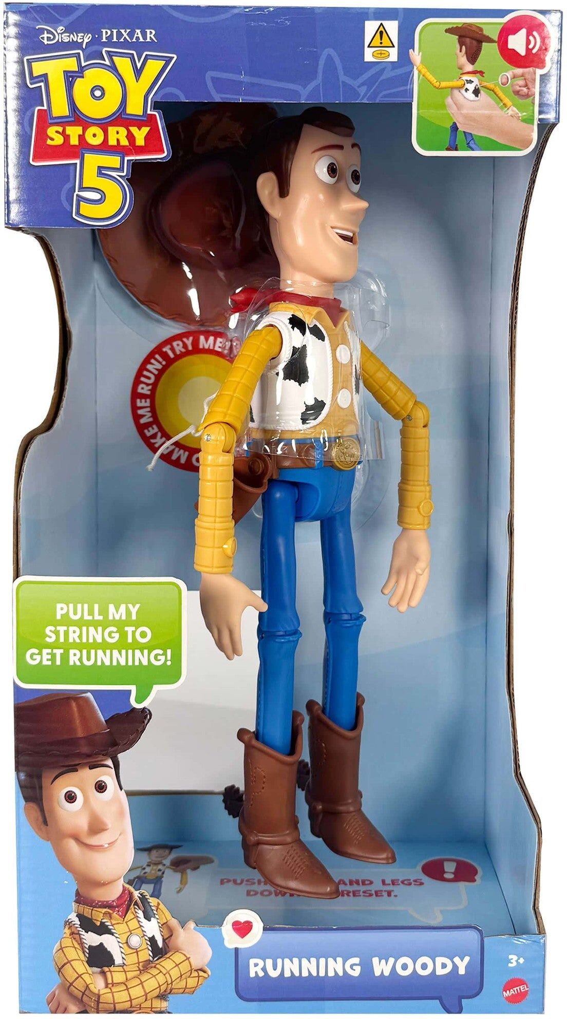 Mattel Disney Pixar Toy Story 5 Running Woody Feature Figure 12-Inch - 12-Inch Tall, 50+ Phrases & Sounds, 13 Movable Joints, Battery Required
