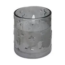 LED Kerze Arges Sterne Grau 8,5x10cm