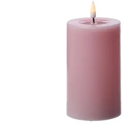 283 LED Kerze Mia Deluxe Echtwachs flackernd Wachsspiegel H: 12,5cm D: 7,5cm rosa