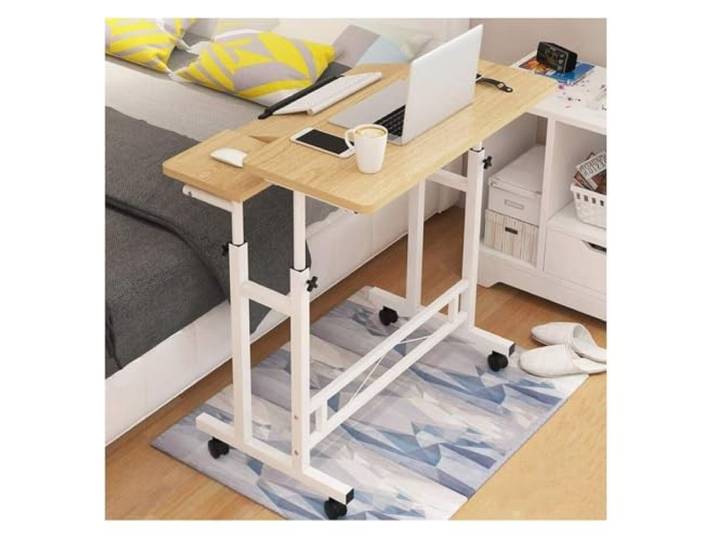 ENSDIEPLS Überbetttisch aus Stahl und MDF Mehrfarbig, 80 x 40/58 cm, Nachttisch und Heimbüro: for vielseitigen Einsatz(Niamey,80x58cm)