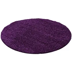 Hochflorteppich RHEIN, einfarbig, Violett, Ø 120 cm