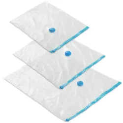 tectake® 40er-Set Vakuumbeutel, in 3 Größen, mit Ein- und Auslassventil, bis zu 75 % platzsparend, wiederverwendbar