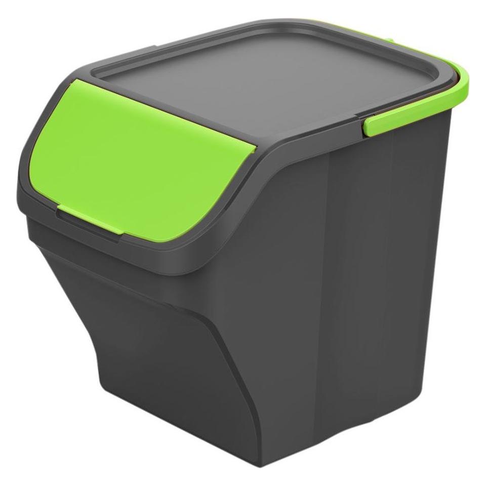 Mondex Stack n sort grey bucket with green lid 30 x 40 x 34 cm 25 l (25 l) (49944178)