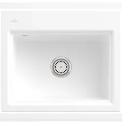Villeroy & Boch Villeroy&Boch Keramik-Spülbecken mit Handbetätigung, Subway Style 60 S flat Weiß Alpin 580x490mm, inkl. Abtropfgitter