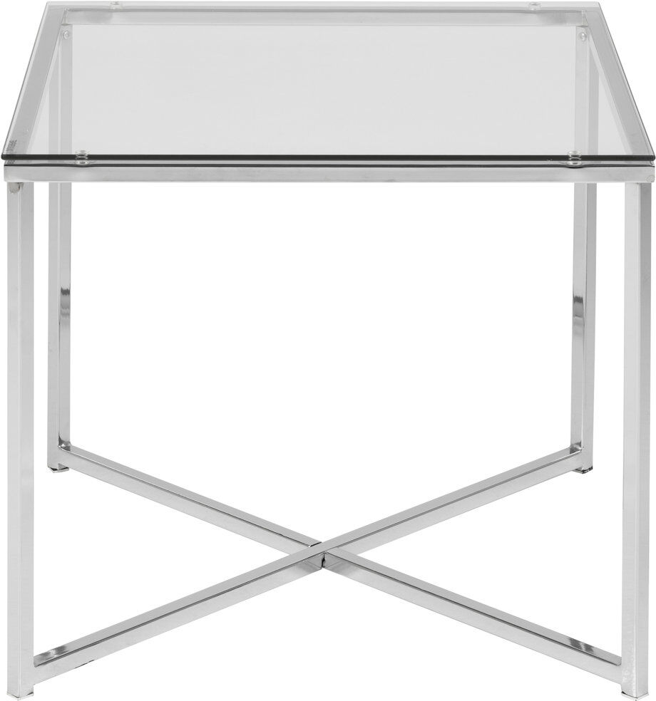 Zipcode Design Alia Square Side Table Clear/Chrome 45cm H X 50cm W X 50cm D
