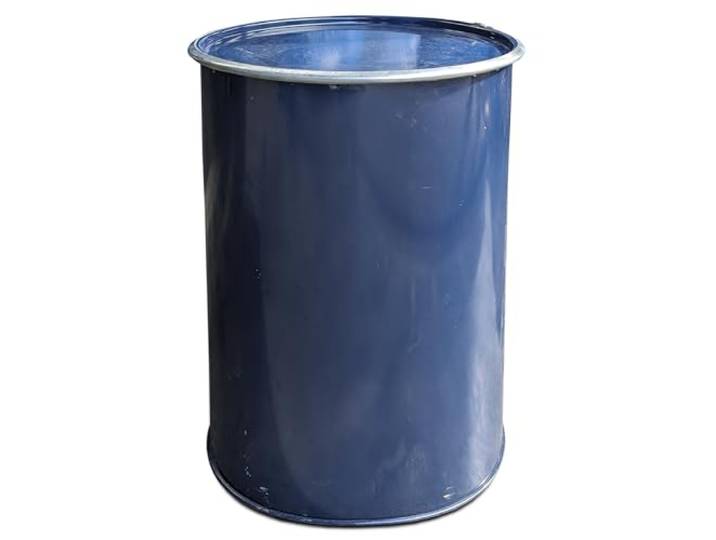 plasteo® 200 Liter Metallfass Tonne mit Deckel Stahlfass Ölfass Feuertonne Behälter Tonne Blechfass Stehtisch Brenntonne Ghettofass, Blau Grün Türkis – Vielseitig einsetzbar (mit Spannring)