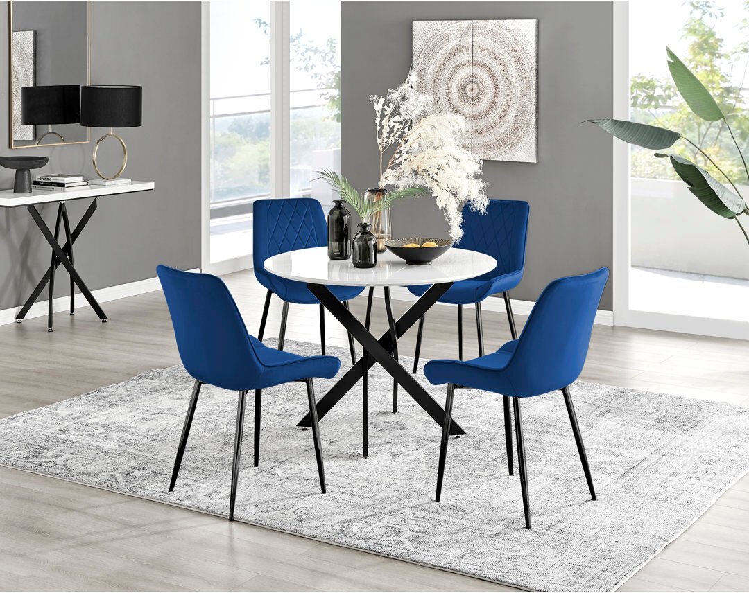 Canora Grey Eubanks 4 - Person Dining Set Navy/Black 4