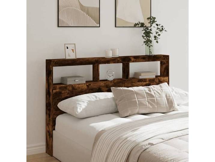 Armoire Tête de Lit avec LED Tête de Lit avec Compartiment Meuble de Rangement Chambre à Coucher Accessoire de 839207