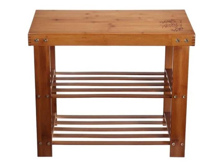Meuble à chaussures en bois TEMPSA - Étagère de rangement 2 tablettes - Marron - 50cm