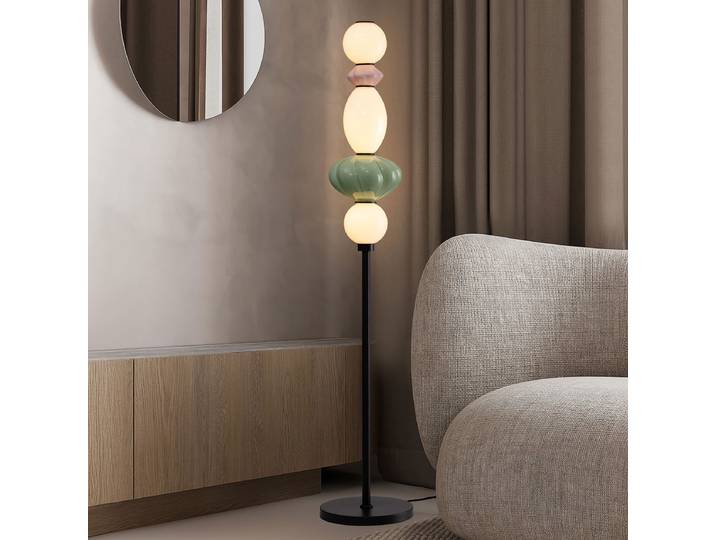 Lampadaire Oneta Ø 26cm Vert/Rose foncé Céramique LED non-remplaçables Module LED