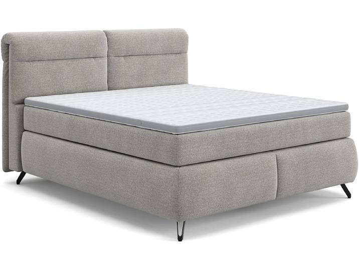 Boxspringbett SWISS HOME STYLE AMBER hellgrau 160x200cm fest
