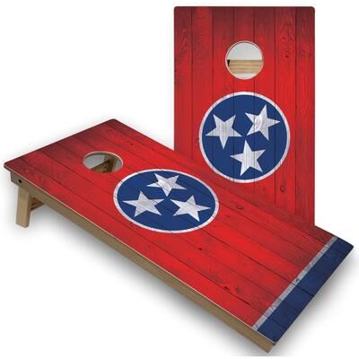 Skip's Garage Tennessee Flag Cornhole Board Set
