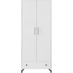 DREHTÜRENSCHRANK Bergo mit 2 Türen und 1 Schublade, Weiß