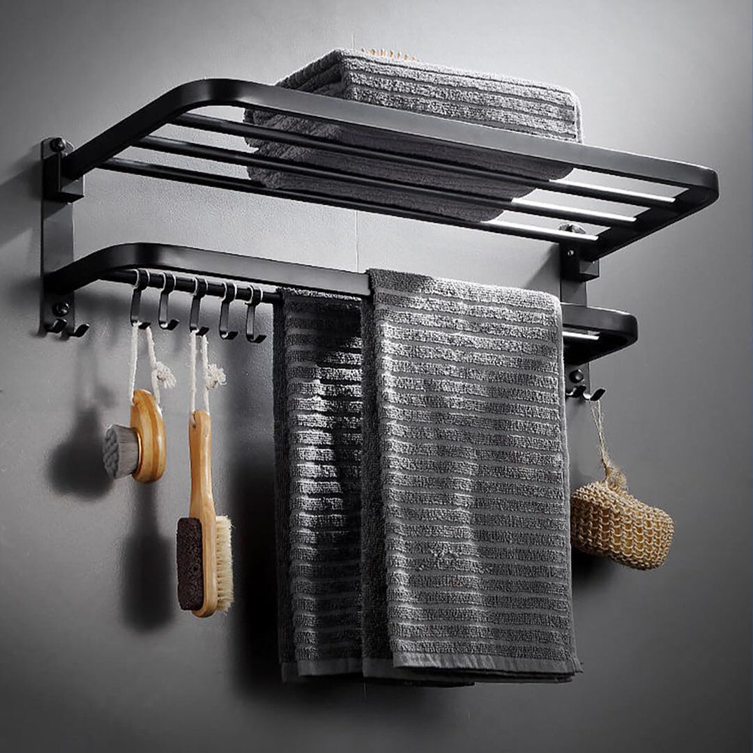 17 Stories 58 cm Towel Rack Black 24cm H X 58cm L X 12cm D
