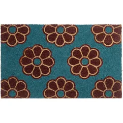 FUSSMATTE Blau 45/75 cm Blume Kokosfasern Kulik
