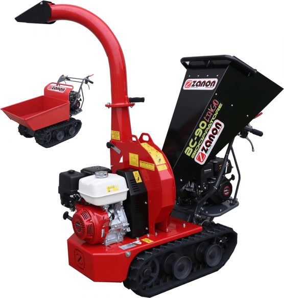 Zanon BC 90 Cingo - Biotrituratore semovente a cingoli su motocarriola - Motore Honda GX390