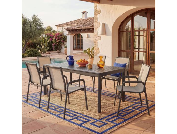 HABITAT - Table à manger de jardin extensible en aluminium - Gris anthracite - Nisa