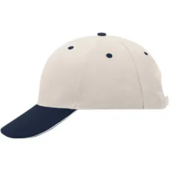 Basecap "MB024" 6-Panel-Sandwich - beige/navy/beige