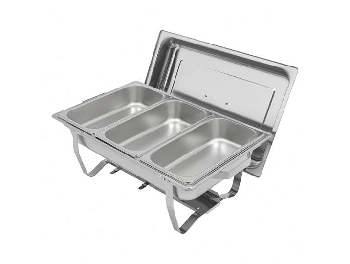 Réchaud alimentaire de 5 L avec 3 compartiments, plat de service pour buffet, plat de traiteur pour restaurant, mariage, banquet