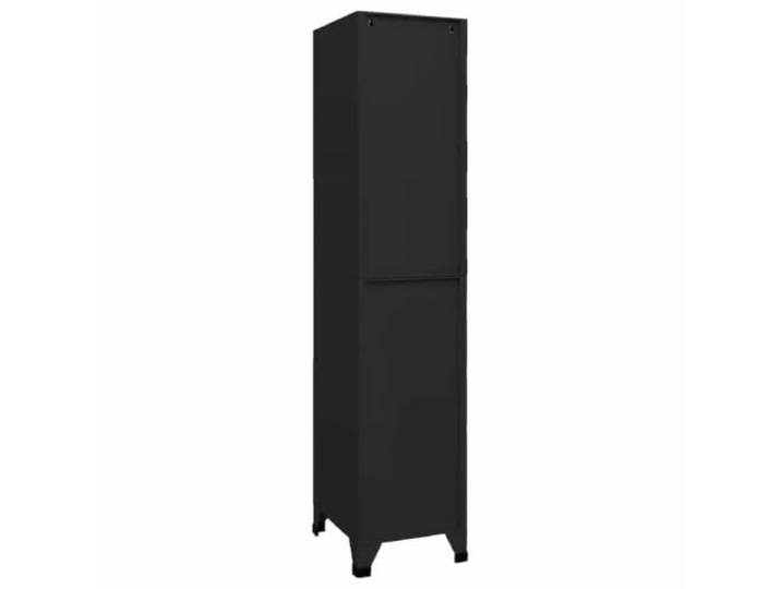 NKOPPFG Schließfachschrank Schwarz 38x45x180 cm Stahl Abschließbare Tür, Belüftungsschlitze, Kleiderbügel, Einlegeboden, Namensschildhalter, Stahl, leicht zu reinigen