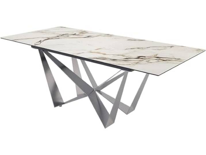 Esszimmertisch Edge Keramik Calacatta Luxe Weiß-Gold-Grau 180-220x100