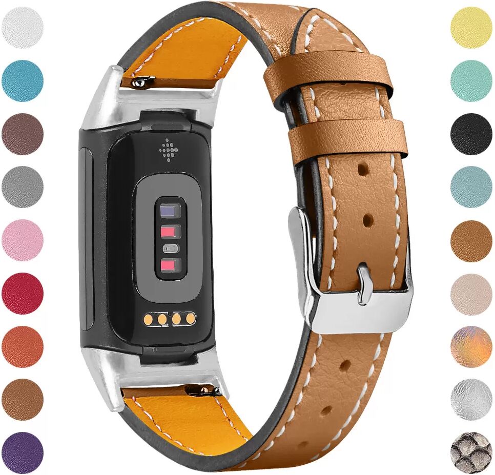 INF Echtleder-Uhrenarmband für Fitbit Charge 5/6 Kaffee