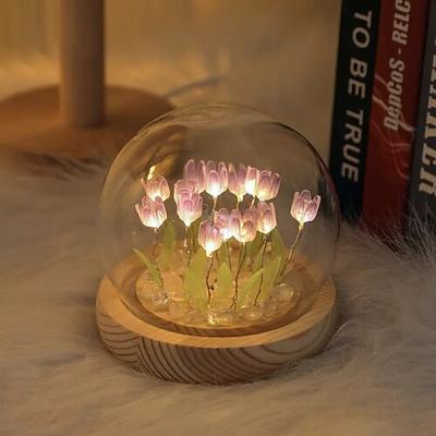 DIY Tulpen Nachtlicht Simulationsblume Schlafzimmer Geschenk INS Schlaflicht Geburtstagsgeschenk Atmosphärenlicht Schreibtischdekoration