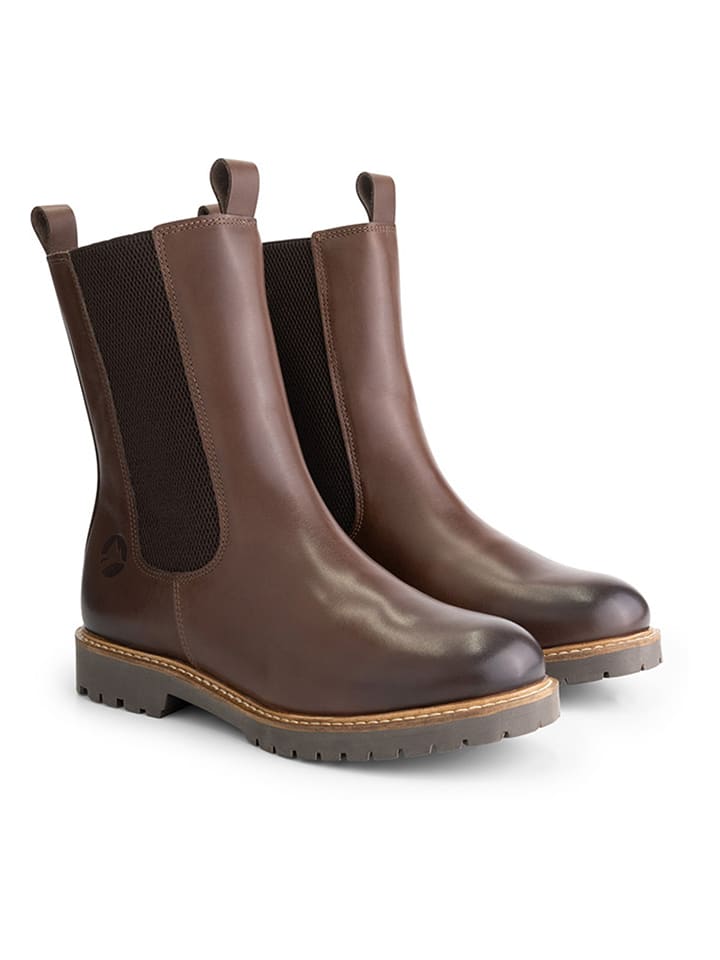TRAVELIN' Leder-Chelsea-Boots "Forsand" in Braun - 38