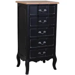 KOMMODE aus lackiertem Holz mit 5 Schubladen 50x40x98 cm Schwarz