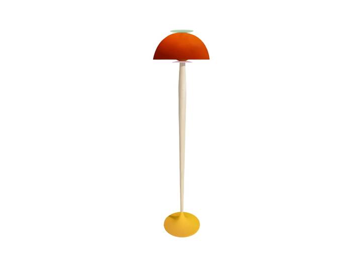Lampadaire bois naturel métal jaune abat-jour multicolore