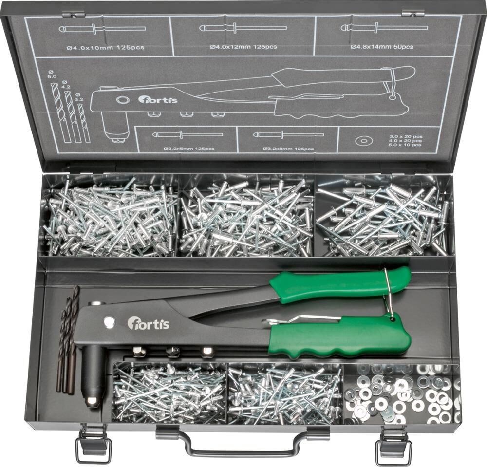 Assortiment de rivets aveugles FORTIS 4317784727365 604 pièces