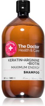 The Doctor Keratin + Arginine + Biotin Maximum Energy champô de queratina para reforçar e dar brilho ao cabelo 946 ml. Keratin + Arginine + Biotin Maximum Energy
