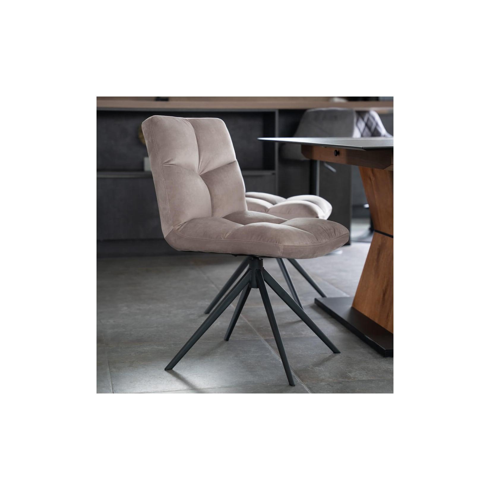 HOME DELUXE Esszimmerstuhl drehbar Samt NODA – 2er Set Hellbraun