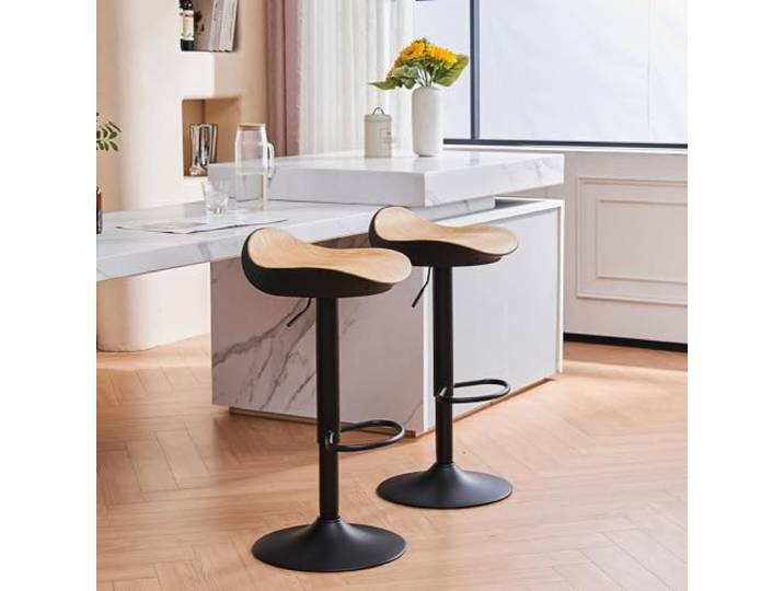 YOUNIKE 2er-Set Barhocker PU-gepolsterte Barstühle Hohe Stühle mit Fußstütze für Küche Wohnzimmer Bar Verstellbare Füße Braun