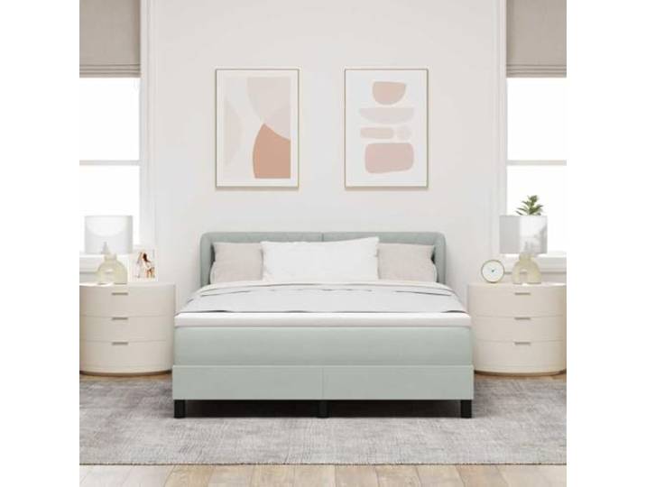 KTHLBRH Boxspringbett mit Kopfteil Dunkelgrau 160 x 200 cm Weicher Samt, inklusive Matratze, modernes Design, verstellbares Kopfteil