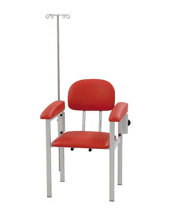 AGA Sanitätsartikel GmbH AGA Blutabnahmestuhl BES-1046, 2 Armstützen, mit Infusionsstange, Gestell pulverbeschichtet RAL 9010 Weiß Eis BES-1046INF-GW-eis