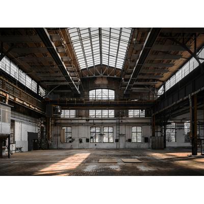 Fototapete PAPERMOON "LEERE FABRIKHALLE-VERLASSENER ORT VINTAGE WANDTAPETE", bunt, B:2m L:1,49m, Vlies, Tapeten
