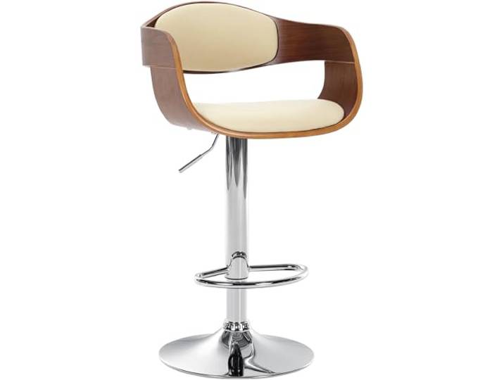 CLP Barhocker Kingston I Kunstleder-Bezug I Höhenverstellbarer Tresenhocker, Farbe: walnuss/Creme