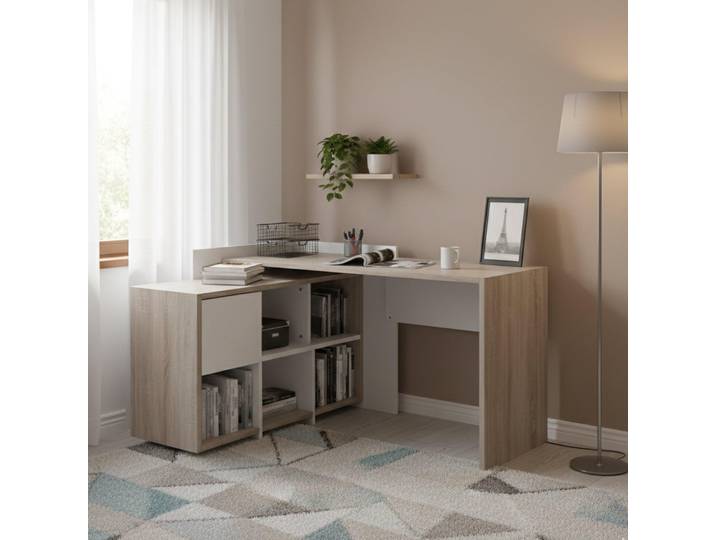 Bureau d'angle Canaro\, 140x120x80h cm\, Chêne Brun