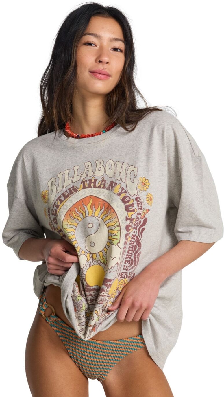 T-Shirt BILLABONG "Surf Trip", Damen, Gr. M, grau (grau heather), Obermaterial: 100% Baumwolle., Shirts T-Shirt grau heather M