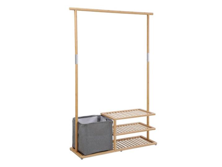 Svita Kleiderstange Basri Bambus, Naturfarben, Holz, 108.5x150.5x34 cm, Garderobe, Garderobenständer