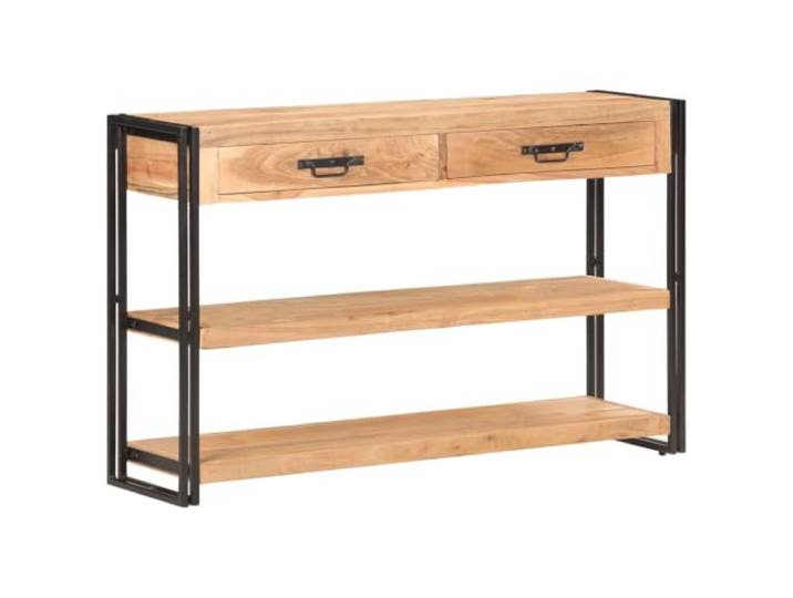 GHVBNMF Sideboard 120x30x75 cm Akazie Massivholz Anrichte Kommode Rustikale Anrichte aus Akazienholz mit Eisengestell, 2 Schubladen und Ablagen für Flur, Wohnzimmer und Schlafzimmer.