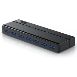 Primewire Aktiver 7 Port USB 3.2 Gen1 Hub mit Netzteil (USB-A, 7 Ports), Dockingstation + USB Hub, Schwarz