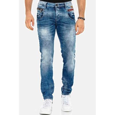 Slim-fit-Jeans CIPO & BAXX "Jeans", Herren, Gr. 31, Länge 32, blau, 98% Baumwolle, 2% Elasthan, unifarben, slim fit lang, Jeans Slim-fit-Jeans, in verwaschenem Design, CD-394