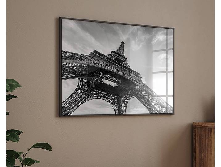Bild Eiffel Tower Against Sun Rahmen: Buche Massiv, lackiert Abdeckung: Acrylglas Multicolor 63 x 83cm