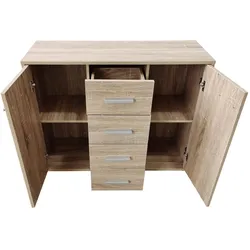 HTI-Living, Kommode + Sideboard, Sideboard Nina mit 4 Schubladen Sonoma (88 x 30 x 70 cm)